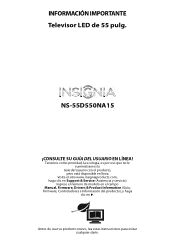 Insignia NS-55D550NA15 Important Information (Español)