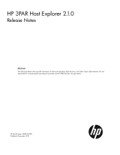 HP 3PAR StoreServ 7400 4-node HP 3PAR Host Explorer 2.1.0 Release Notes (QL226-96738, December 2012)