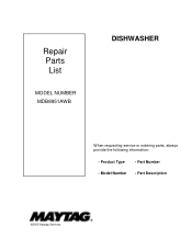 Maytag MDB8951AWB Parts List