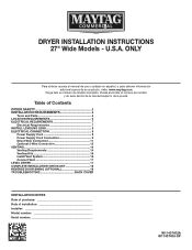 Maytag MEDP576KW Installation Instructions