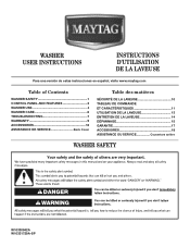 Maytag MVWC700VJ Owners Manual