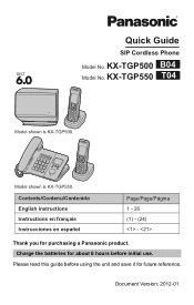 Panasonic KX-TGP550T04 Quick Guide