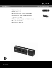 Sony NWZ-B105F Marketing Specifications (Black model)