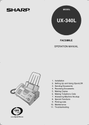 Sharp 340L UX-340L Operation Manual