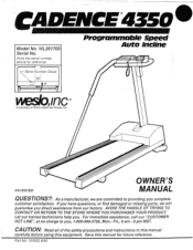 Weslo Cadence 4350 Owners Manual