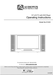 Audiovox D1020 Operating Instructions