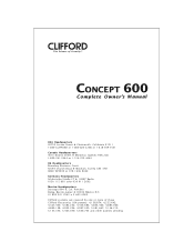 Clifford Concept 600 Owners Guide