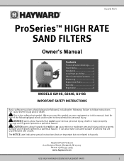 Hayward 21 in. Sand Filter -Side Mount- ProSeries-High-Rate-Sand-Filters-Owners-Manual-IS210S1RevA