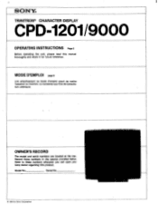 Sony CPD-9000 Operating Instructions  (primary manual)