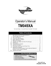 Tecumseh Products TM049 Operator Manual