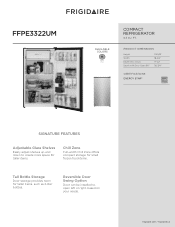 Frigidaire FFPE3322UM Product Specifications Sheet