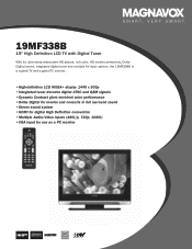 Magnavox 19MF338B Product Spec Sheet