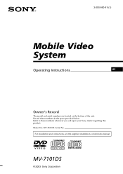 Sony MV7101DS Operating Instructions