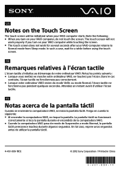 Sony SVJ2021BPXW Notes on the Touch Screen