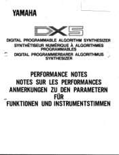 Yamaha DX5 Performance Notes (image)