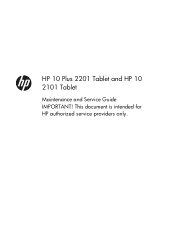 HP 10 Plus 2201ca HP 10 Plus 2201 Tablet and HP 10 2101 Tablet - Maintenance and Service Guide