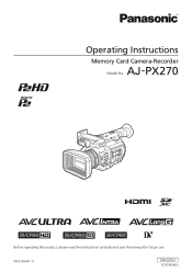 Panasonic Handheld P2 HD Camcorder with AVC-ULTRA Recording Operating Instructions