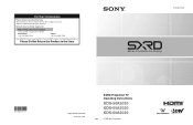 Sony KDS60A2020 Operating Instructions
