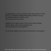 Sony Ericsson C702 User Guide