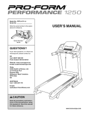 ProForm Performance 1250 Treadmill Uk Manual