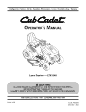Cub Cadet LTX 1040 Lawn Tractor LTX 1040 Operator's Manual