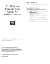 HP S10614 10642 Rear Extension Rack Option Kit Installation Instructions