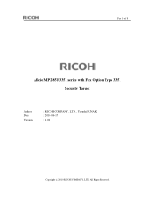 Ricoh Aficio MP 2851 Security Target