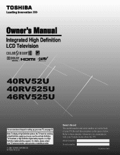 Toshiba 46RV525U Owner's Manual - English