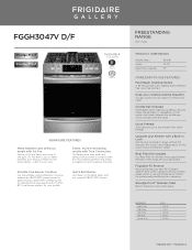 Frigidaire FGGH3047VF Product Specifications Sheet
