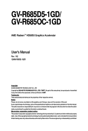 Gigabyte GV-R685D5-1GD Manual