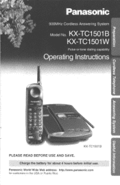 Panasonic KXTC1501W KXTC1501B User Guide