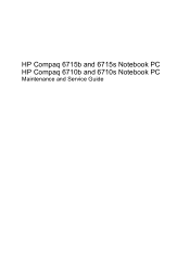HP 6715b HP Compaq 6715b and 6715s Notebook PC HP Compaq 6710b and 6710s Notebook PC - Maintenance and Service Guide