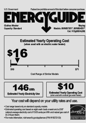 Maytag MVWB455YQ Energy Guide