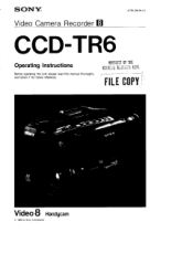 Sony CCD-TR6 Operating Instructions