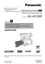 Panasonic AG-AF100A Operating  Instruction