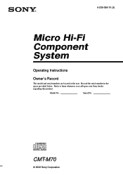 Sony CMT-M70 Primary User Manual