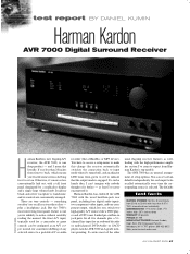 Harman Kardon AVR7000 Product Information