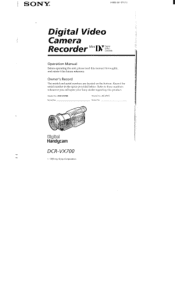 Sony DCR-VX700 Operation Manual  (primary manual)