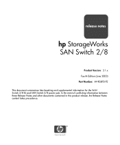 HP StorageWorks 2/8-EL SAN Switch 2/8 - Release Notes