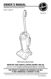 Hoover UH20020RM Product Manual