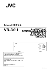 JVC VR-N900U VR-D0U External HDD storage unit for VR-N900U instruction manual