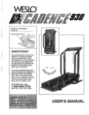 Weslo Cadence 930 Treadmill English Manual