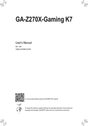 Gigabyte GA-Z270X-Gaming K7 Users Manual