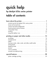HP Deskjet 650c HP DeskJet 656C Series Printer - (English) Quick Help Guide