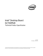 Intel D2700MUD Technical Product Specification for Intel Desktop Board D2700MUD