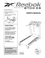 Reebok 8700es Treadmill English Manual