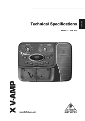 Behringer X V-AMP Specifications Sheet