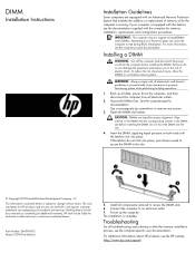 HP ProLiant DL170h DIMM Installation Instructions
