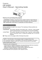 Hitachi CPX251 User Manual