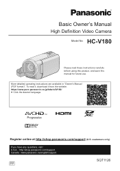 Panasonic HC-V180 Basic Operating Manual